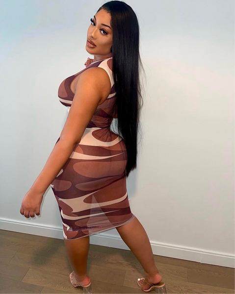 Mocha Swirl Midi Dress