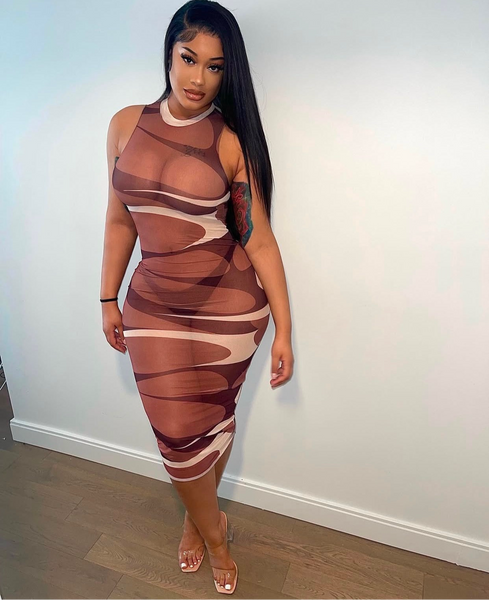 Mocha Swirl Midi Dress